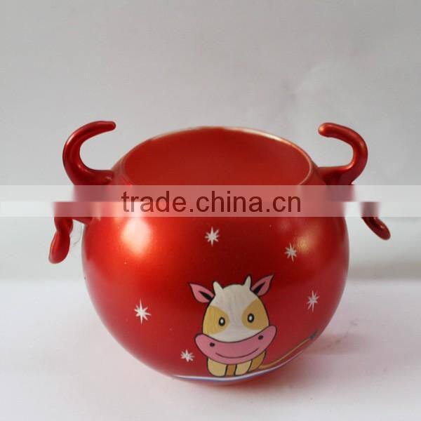 2016 hand-painted glass decoractive christmas candle holder