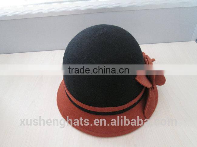 fashion montage color cloche hat with soft felt flower