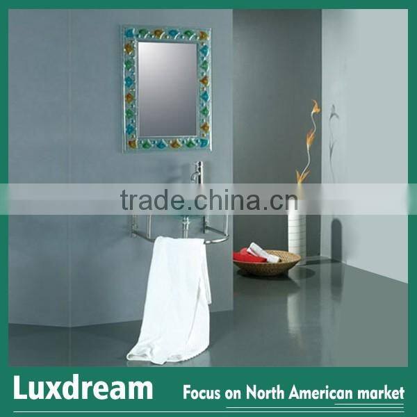 Glass basin with stainless steel towel rack made in china
