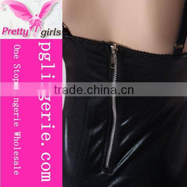 Factory Price Black Cheap Leather Catsuit Jumpsuit