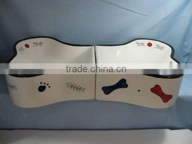 Ceramic pet bowl with little paw