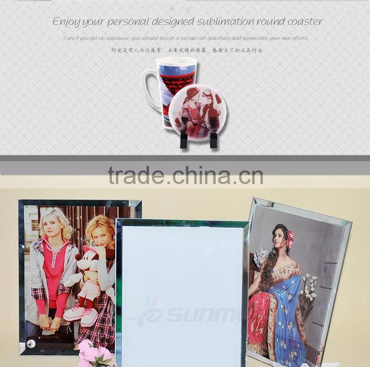 Logo printing L100*H100*W4mm round coaster sublimation toughened blank glass photo coaster