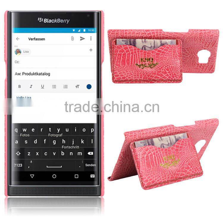 Wholesale Croco PU Leather Housing Case for Blackberry Priv White Cell Phone Casing