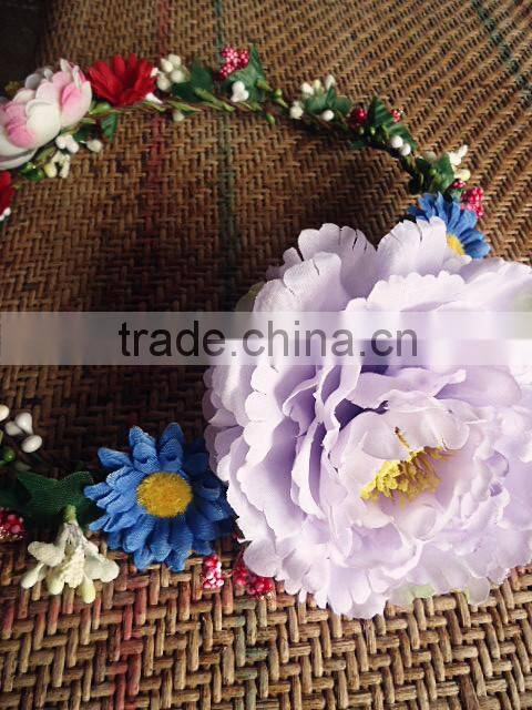 Artificial Hawaii Flower Bridal Party Woman Girls Flower Wreath Hair Accessory
