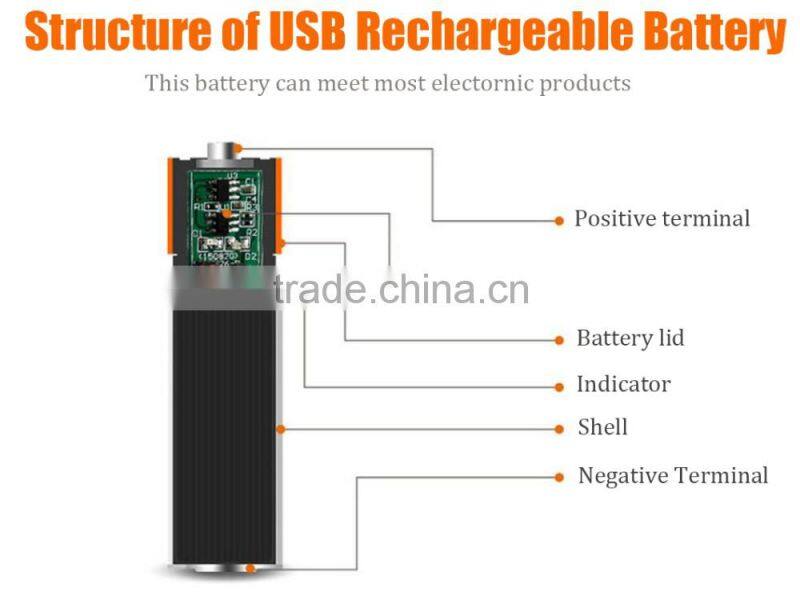 Hot AA 1.5V USB battery rechargeable lithium ion battery for toy car