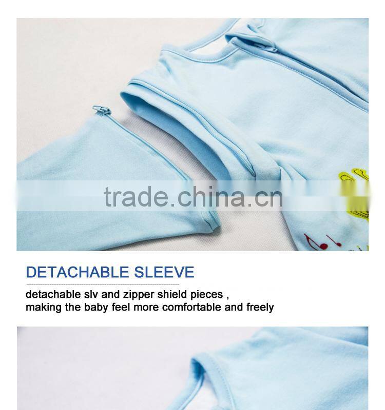 100% cotton anti kicking infant child foot sleeping bag long sleeve without filling blue style