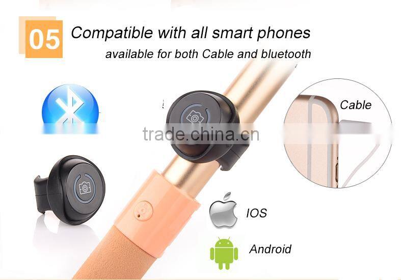Strong aluminum tube selfie stick color optional monopod for wholesale