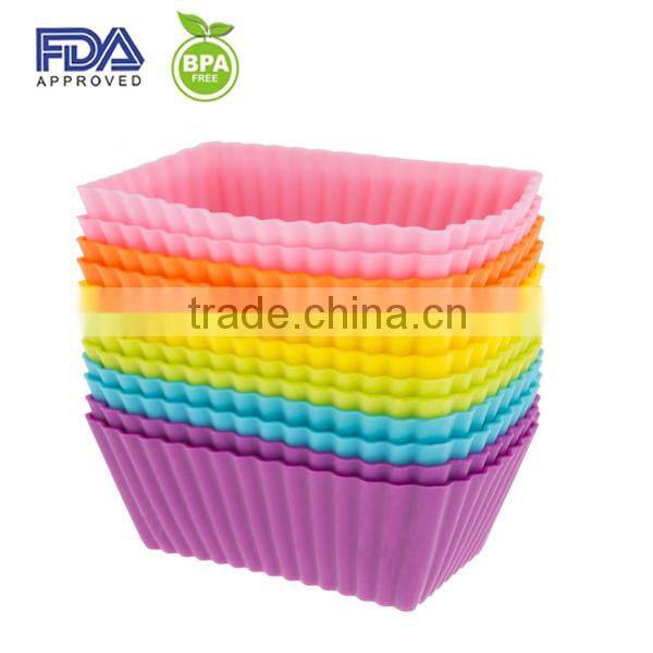 Vibrant Colors Silicone Square Cupcake Liners