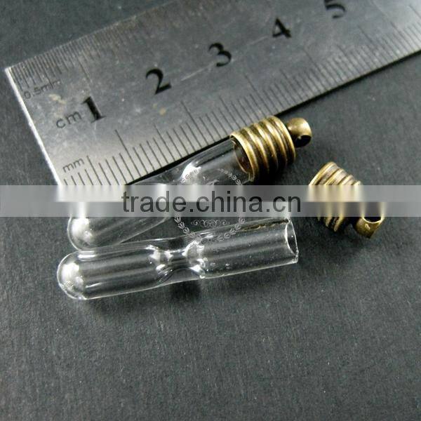 6x28mm sand glass bottle 3mm mouth bronze bail hourglass timer perfume vial pendant wish charm DIY supplies 1810278