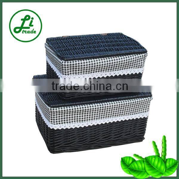 Set of 2 white wicker storage chest