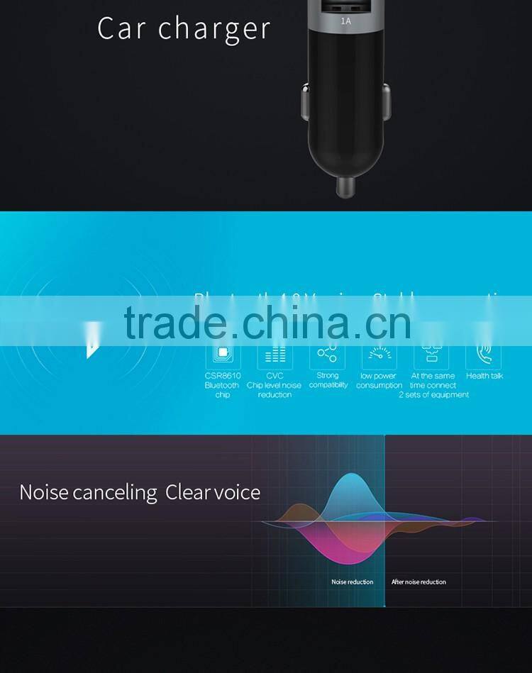 Remax dual usb 2.1A car charger bluetooth headphone