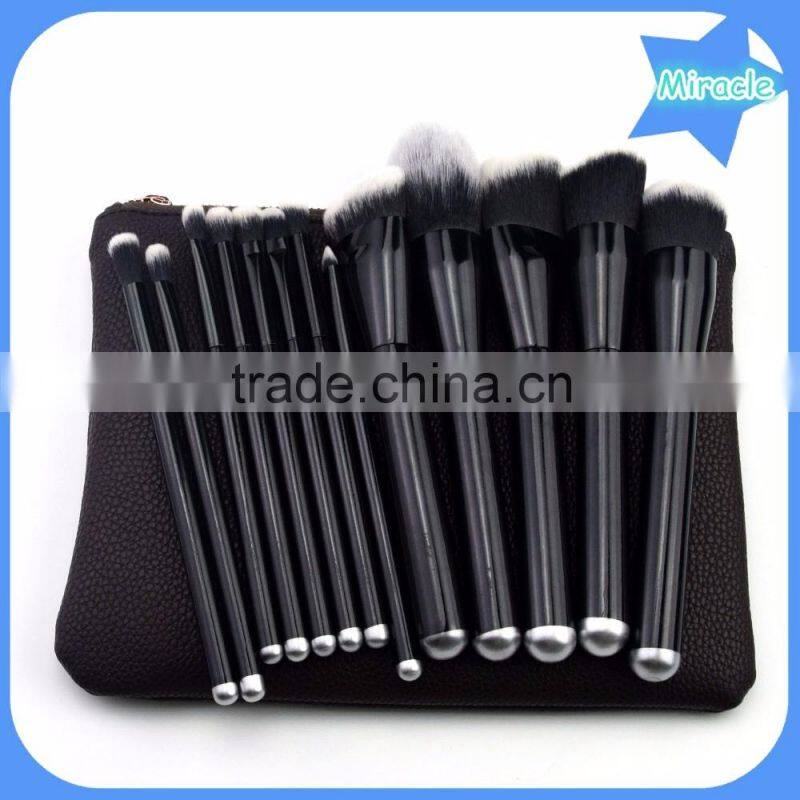 Best selling products! 13pcs / 15pcs black wood handle cosmetics make up brushes professional make up brush set !!!