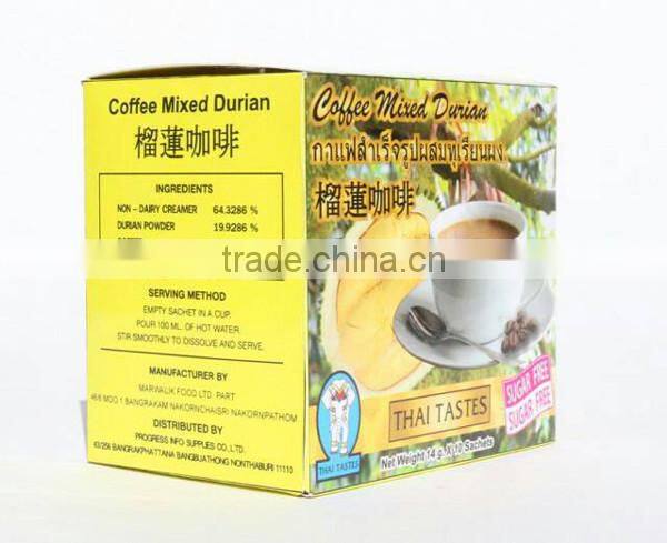 Natural Product Thai Tastes Instant Coffee Mixed Durian Sugar Free Health Coffee , High Quality Added Vitamin And Nutritional Be
