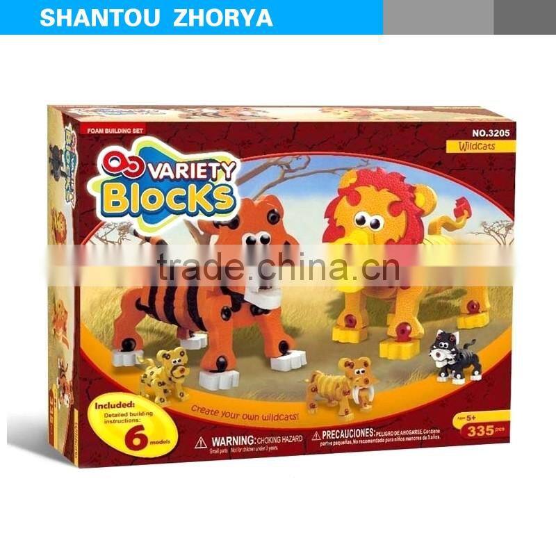 Zhorya New Hot EVA Playful tiger and lion king building blocks kids toys