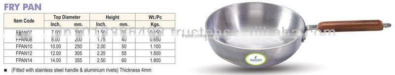 Aluminum fry pan with stainless steel handle