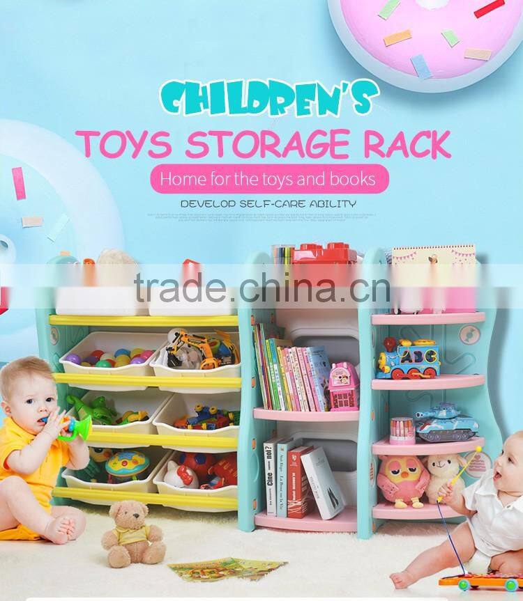Children's bookcase kids plastic toy storage shelf