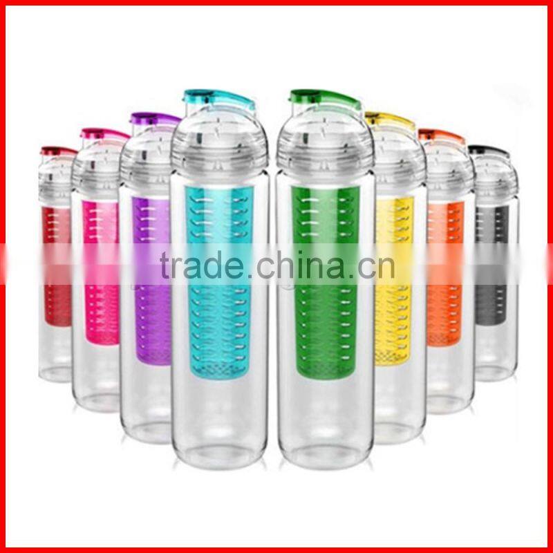 New 900ml Fruit Infuser Tritan Plastic Water Bottle Coffee Bottle Advertising Bottle