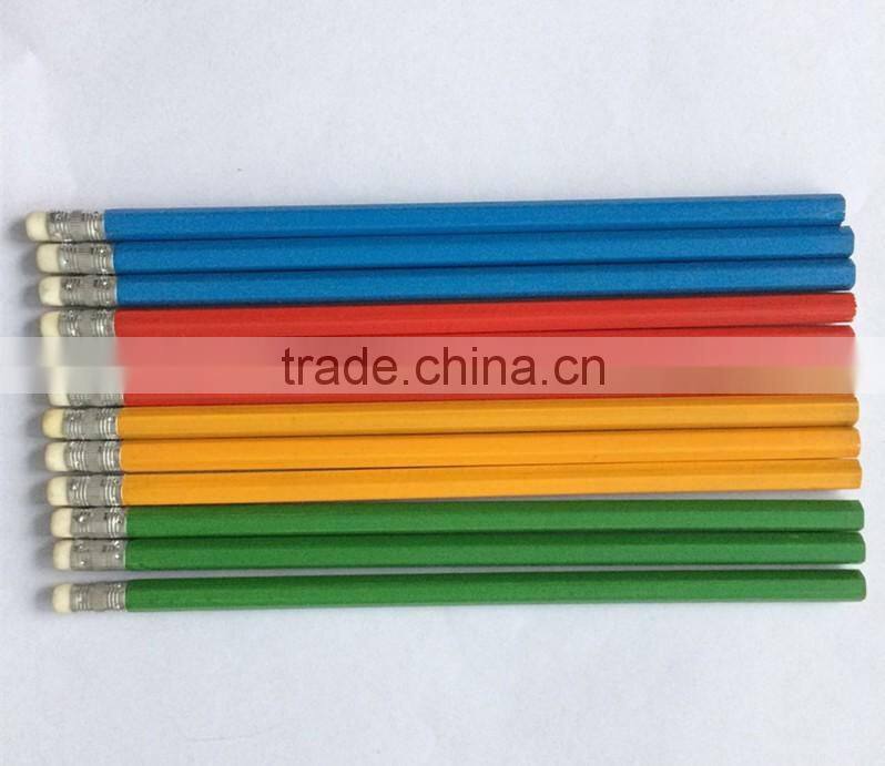 HB wooden pencils, 7 inch black lead pencil with eraser