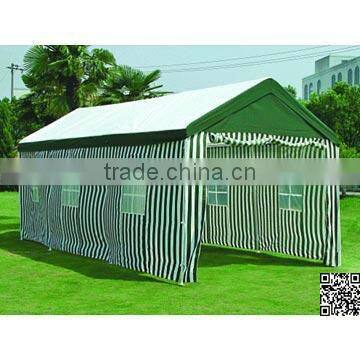 Stylish Green Striped Canopy Carport with windows