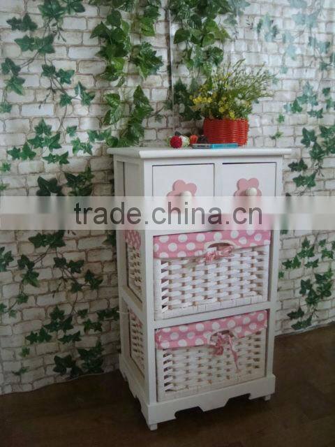 modern design white wooden cabinet with 2 wave and 2 wooden drawers