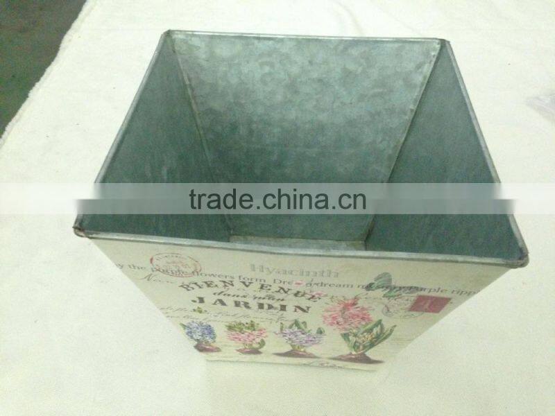 2016 lavender Design paper decal metal square flower pot for garden