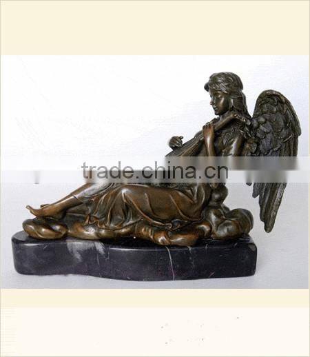 Lady Life Size Casting Bronze Statue with Stone Base