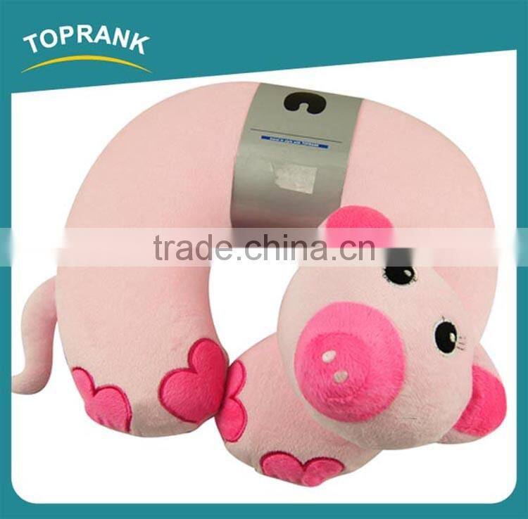 Toprank Cute Plush Monkey Pig Cat Design Memory Foam Travel Pillow Adult Animal U Shaped Travel Neck Pillow