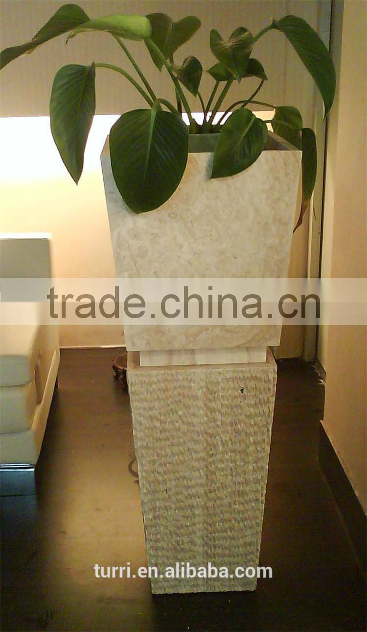2014 hot sale white travertine marble indoor decoration flower stand
