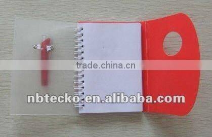 Plastic cover spiral note book with ball pen for school and office