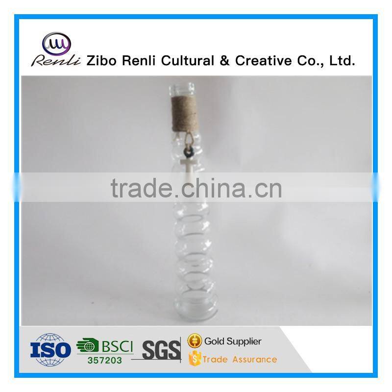 Tall Wholesale Tower Shape Clear Glass Trumpet Vase with Decoration