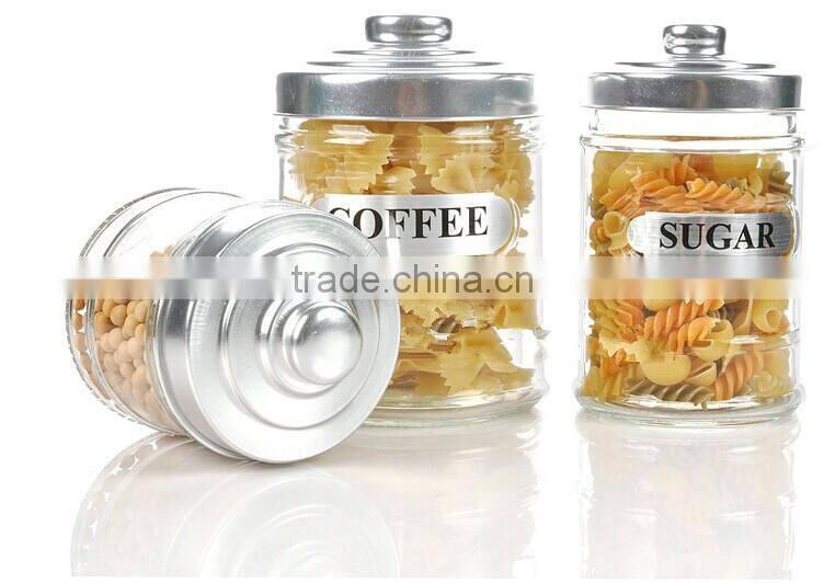 ZIBO direct cover clear cylinder glass cookie/coffee/tea jar with metal lid