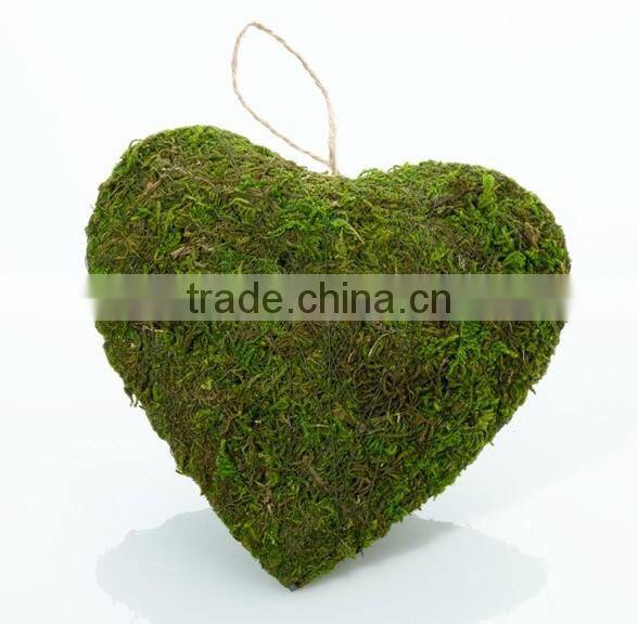 moss hanging basket with open heart for wedding