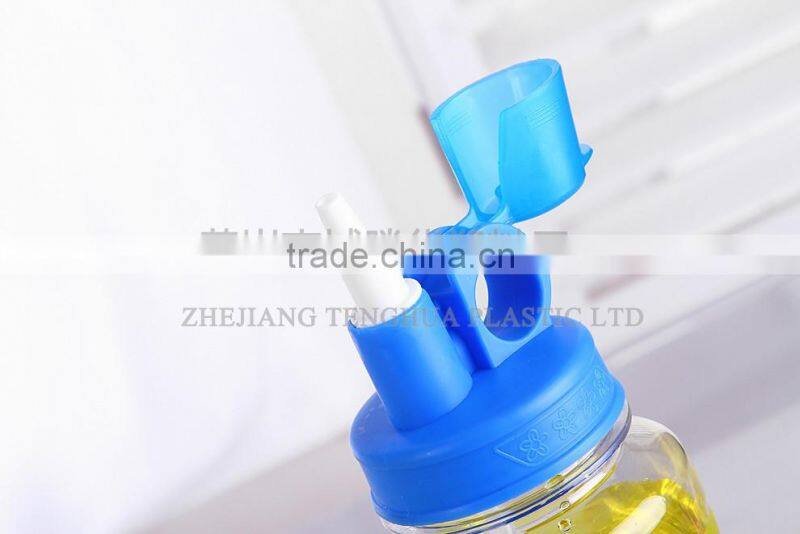 Pink Lid Plastic Baby Bottle Eco-friendly clear Baby Bottle with Straw