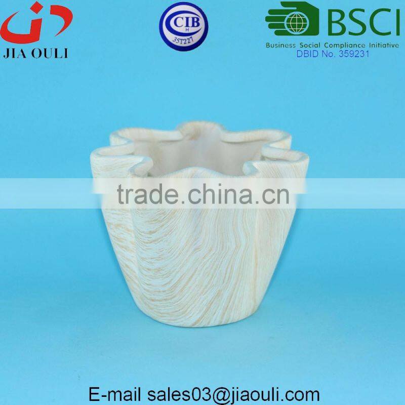 Popular sales flower shape Wooden design Ceramic garden planters