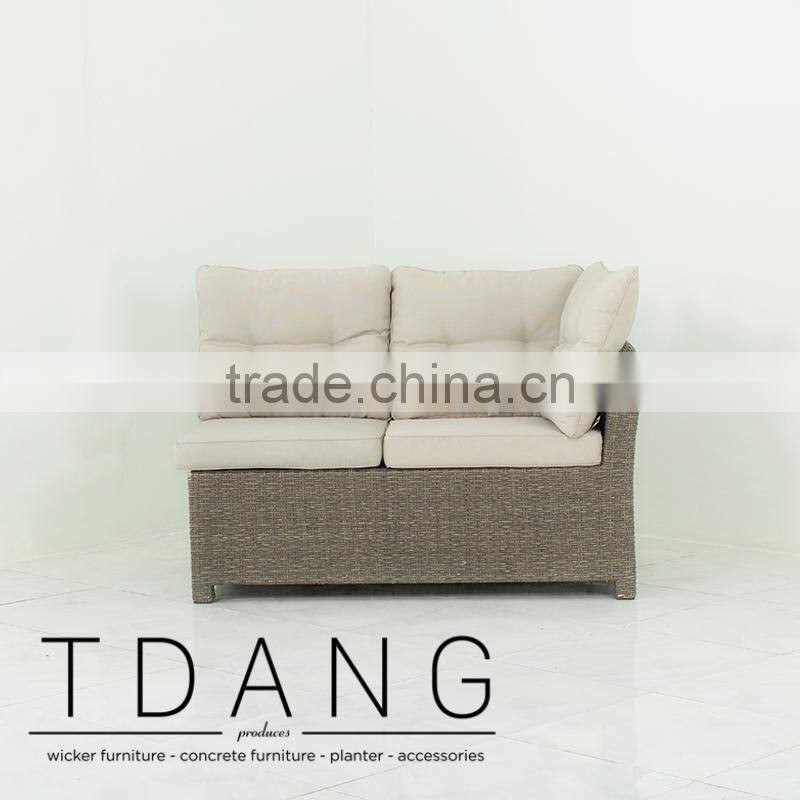 Salinas Wicker Left Hand Sofa 2 Seats - Weather Resistant Outdoor Wicker Sofa Corner