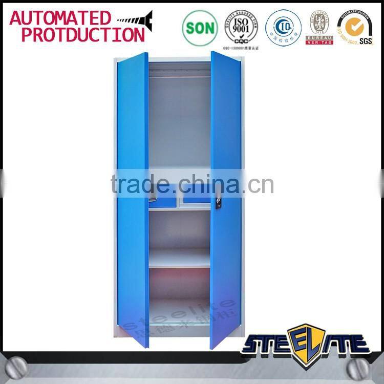Customized 2 door lockable bedroom metal storage clothes cupboard