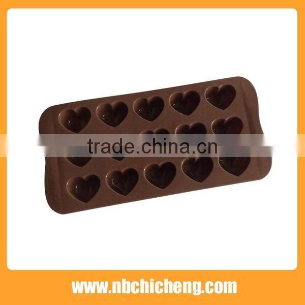 Hot selling 15 cavity heart shape silicone chocalate molds, silicone heart molds, Heart Shaped Ice Cube Tray