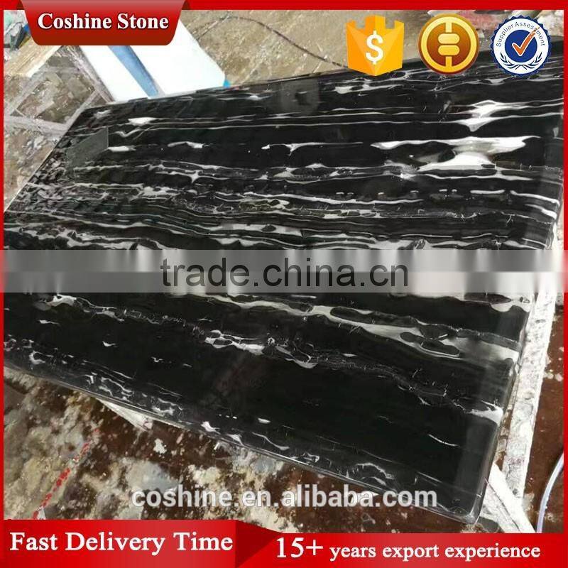 90 degree China nero portoro black marble countertop