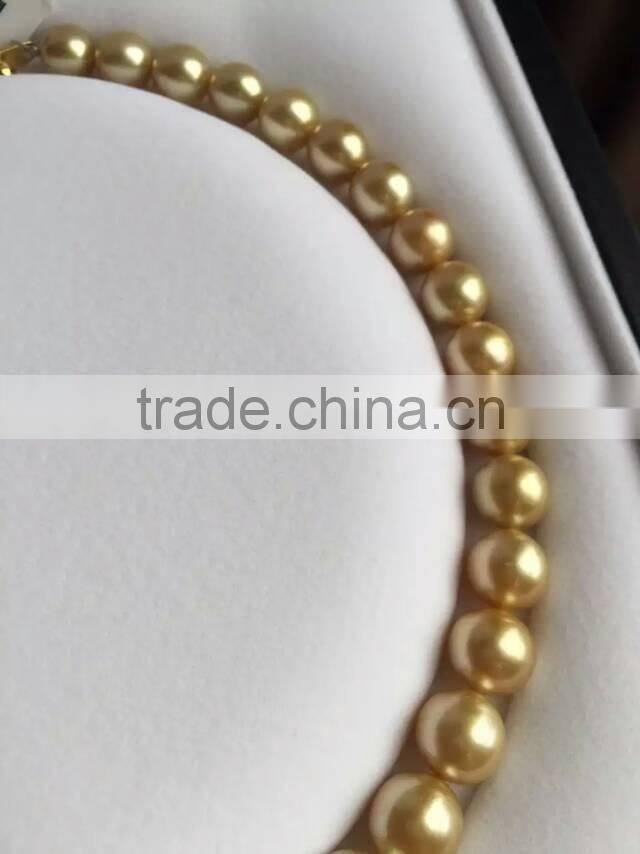 Fancy 11-12mm Golden South Sea Pearl Necklace Designs For Women