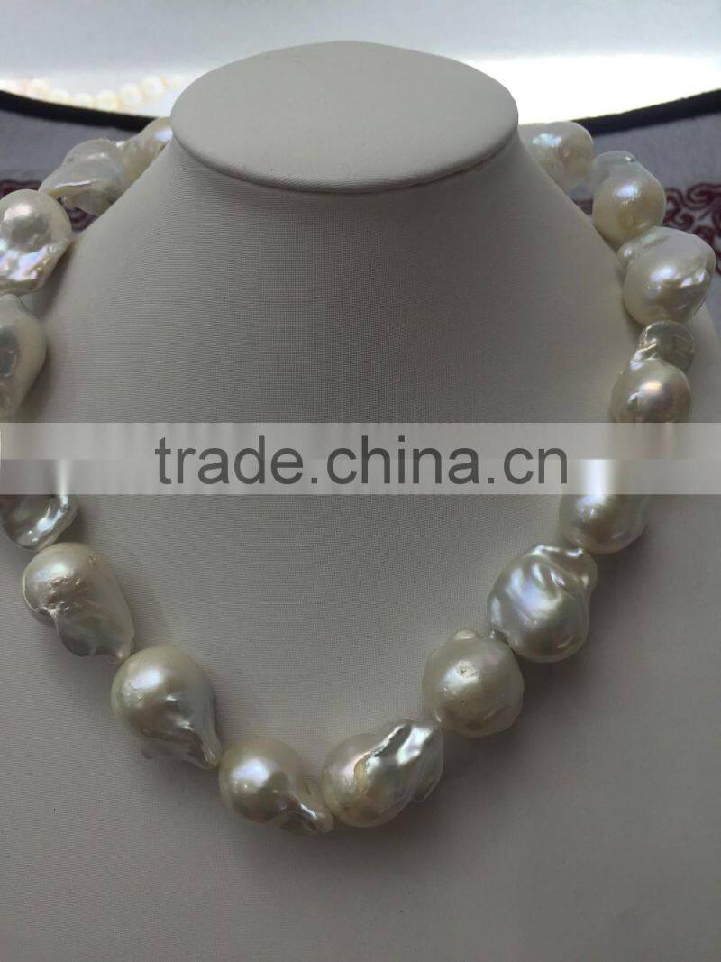 white 17mm baroque freshwater pearl necklace designs
