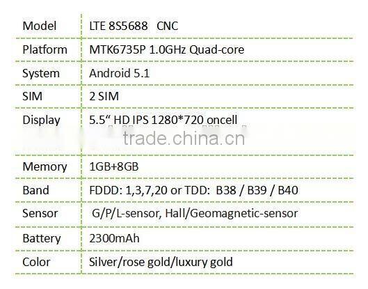 8S mobile 4G LTE8S5688 5.5" cellular phone