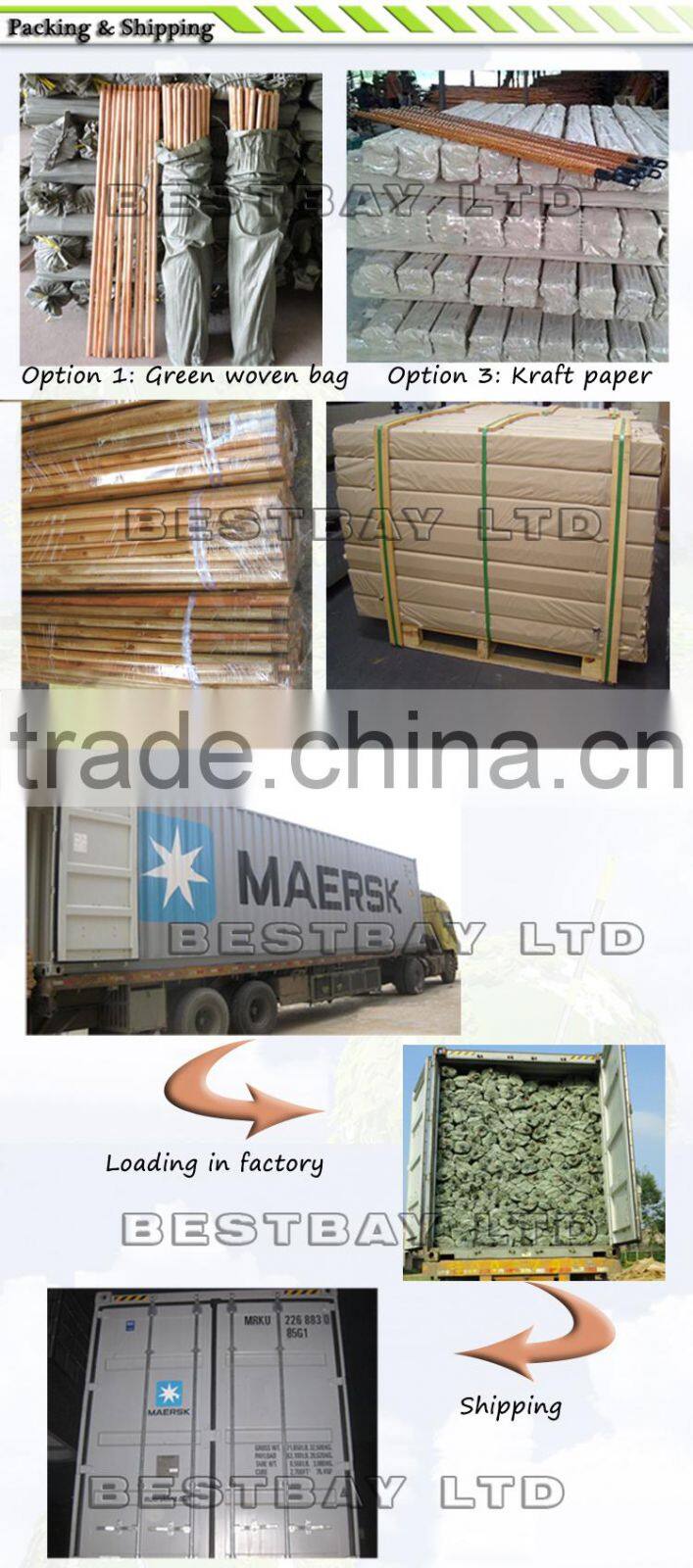 varnish coated wooden broom handle