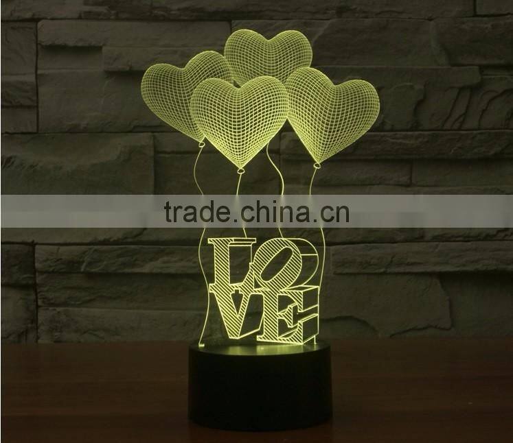 3D LED Acrylic Full Color Visual Lamp Light LOVE Symbol