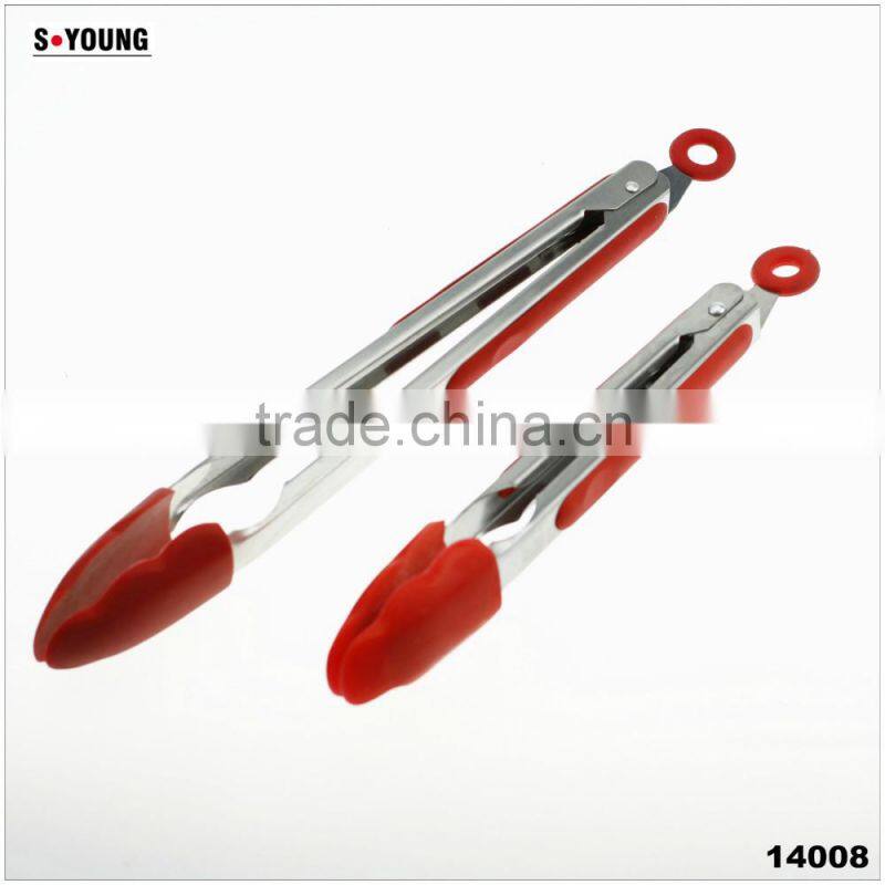14007 Barbecue Grill Tongs Silicone Kitchen Serving Locking Food Tong
