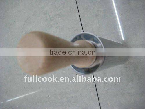Stainless steel rolling pin w/wooden handle