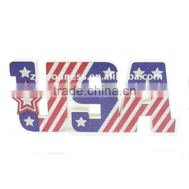 Hot sale wood table USA Patriotism word sign