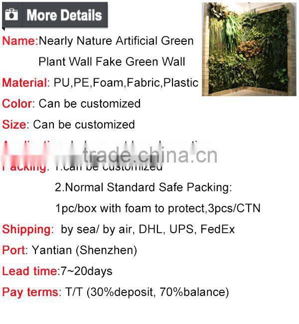 Nearly Nature High Quality Artificial Green Wall Fake Plant Wall