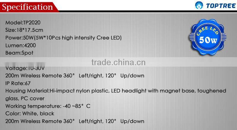 Wireless Remote Control Cree Spot 50W Led Search Light