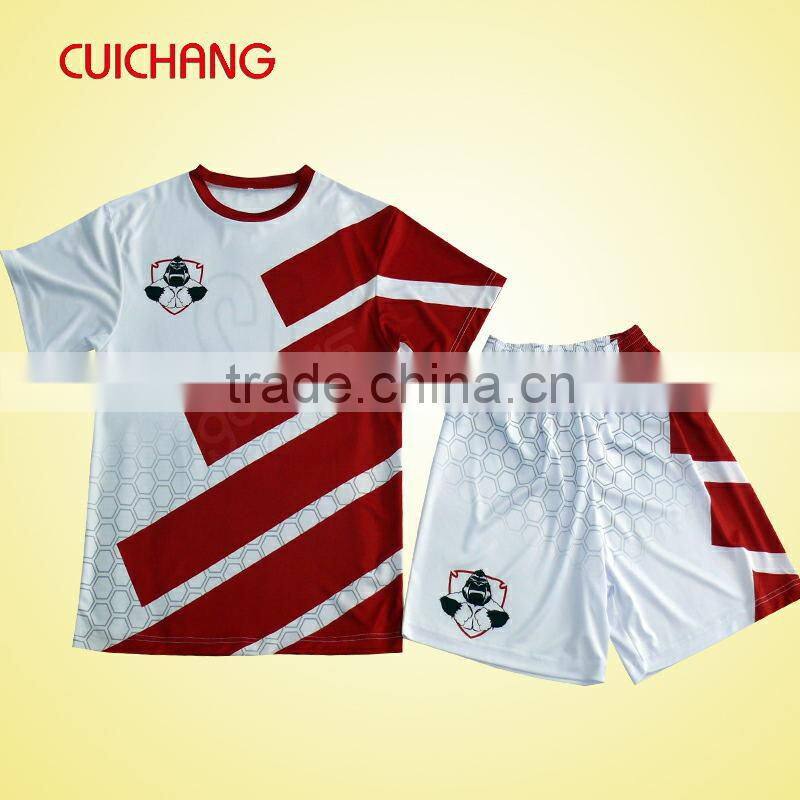 wholesale heat transfer/silk screen print polyester/cotton custom design football /Soccer team wear ZQF-070