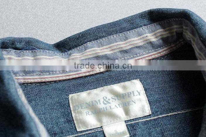 Men denim shirts, long sleeve shirt with embroidery, Men vintage denim shirt,washed denim shirts